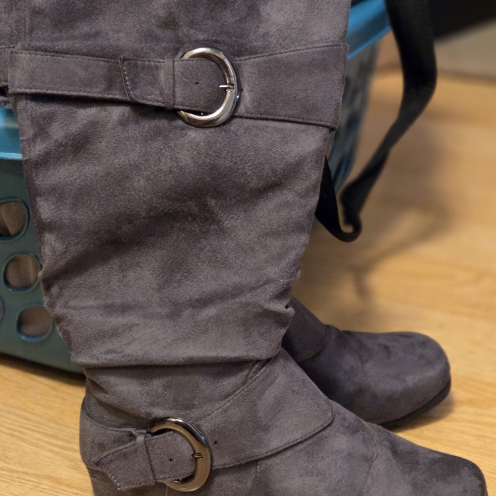 Journee Collection Women's Charcoal Faux Suede Boots